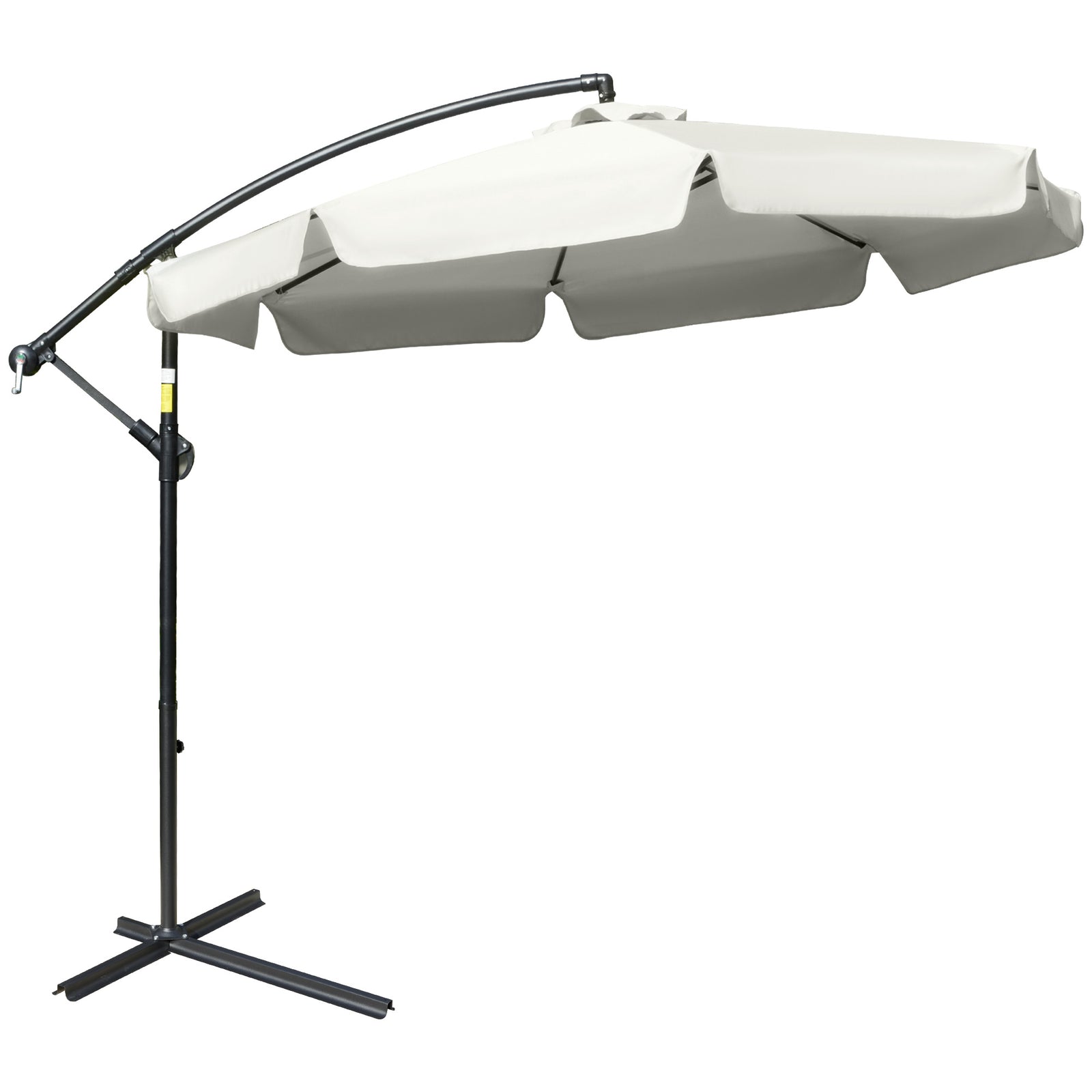 2.7m Garden Banana Parasol Cantilever Umbrella with Crank Handle and Cross Base for Outdoor, Hanging Sun Shade, Cream White