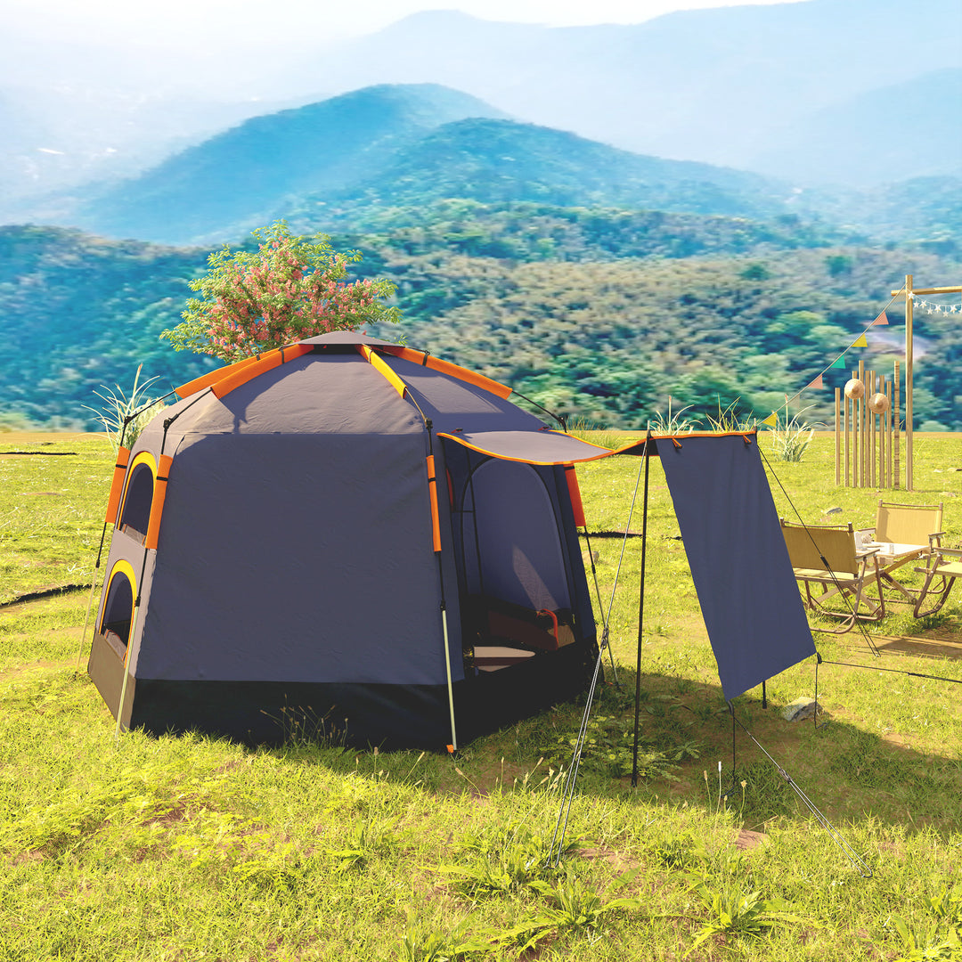 Automatic Pop Up Camping Tent, Instant Setup 2-4 Man Tent with Mesh Windows, Waterproof & UV30+, Portable with Carry Bag for Fishing, Hiking, Backpacking, Dark Grey