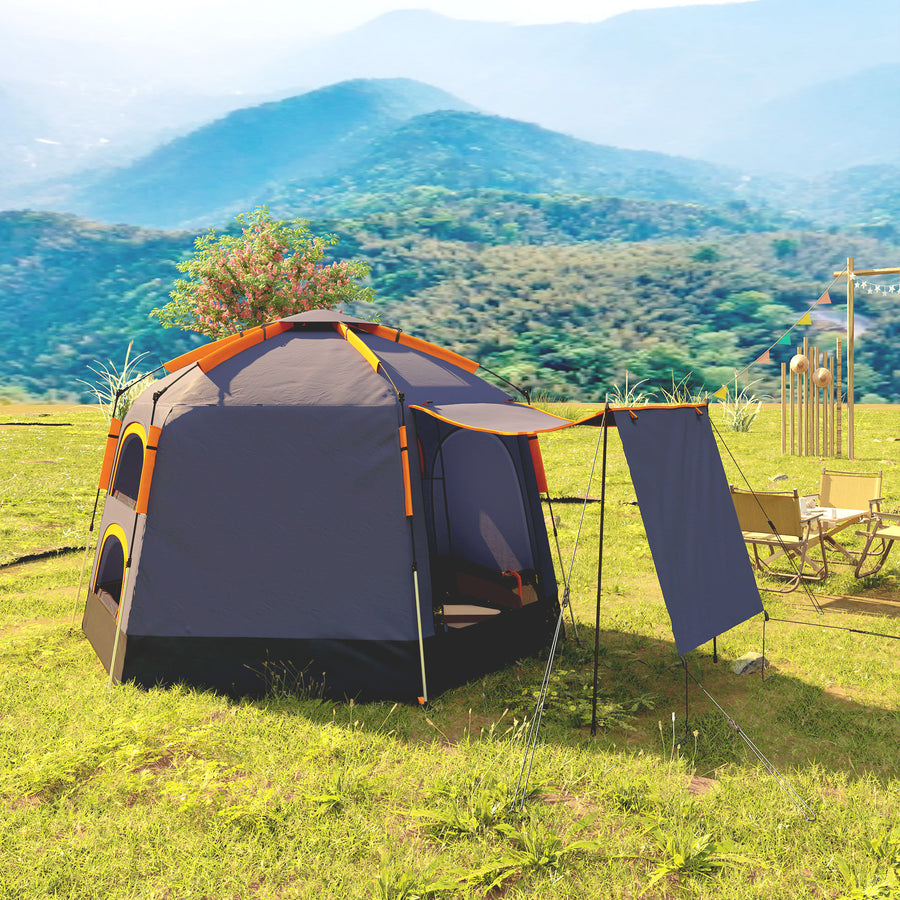 Automatic Pop Up Camping Tent, Instant Setup 2-4 Man Tent with Mesh Windows, Waterproof & UV30+, Portable with Carry Bag for Fishing, Hiking, Backpacking, Dark Grey