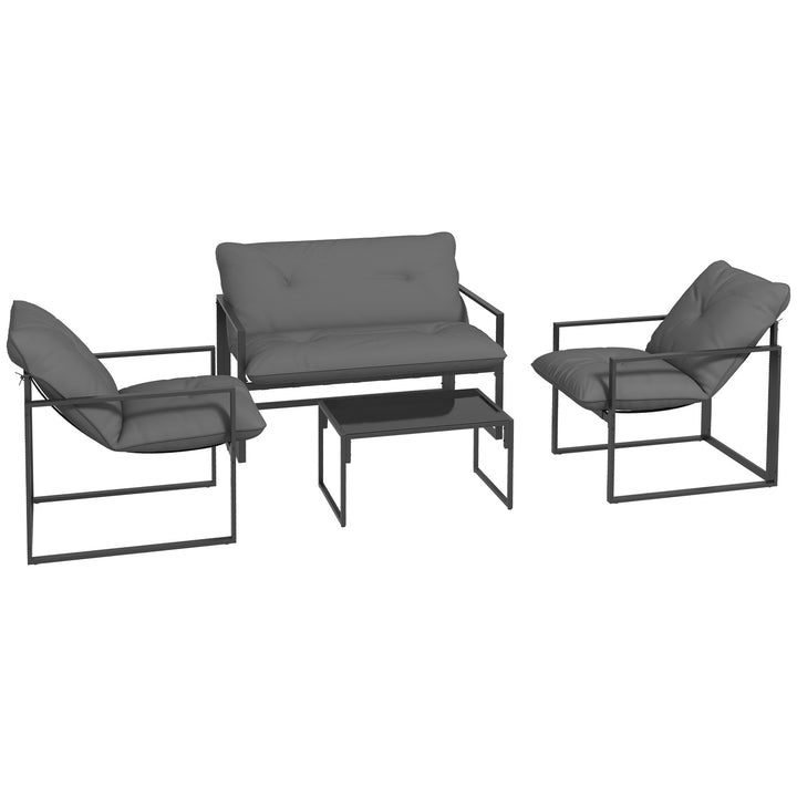 Four-Piece Relaxed Back Garden Dining Set - Black/Grey