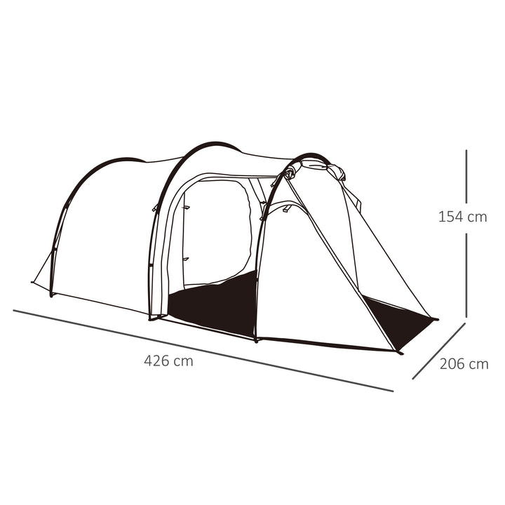 2-3 Man Tunnel Tent with Vestibule, Weather-Resistant Camping Tent with Air Vents for Fishing Hiking, Light Blue & Grey