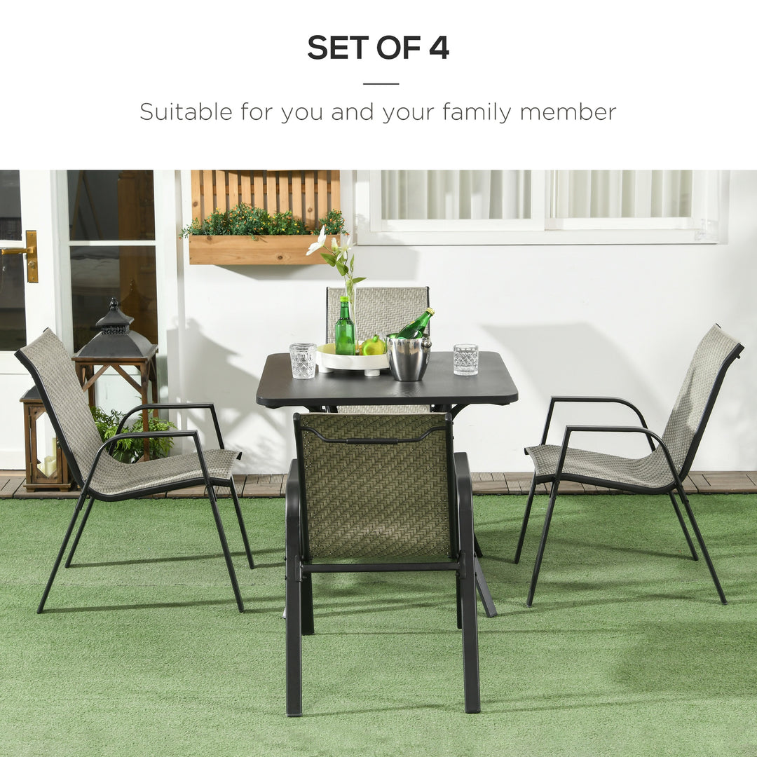 Four-Piece Stacking Rattan Garden Seat Set - Mixed Grey