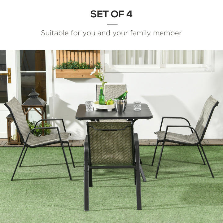 Four-Piece Stacking Rattan Garden Seat Set - Mixed Grey