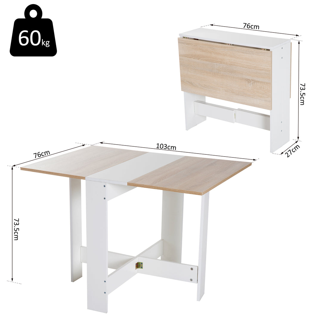 MCL Wooden Folding Dining Table Writing Computer Desk PC Workstation Space Saving Home Office Oak & White
