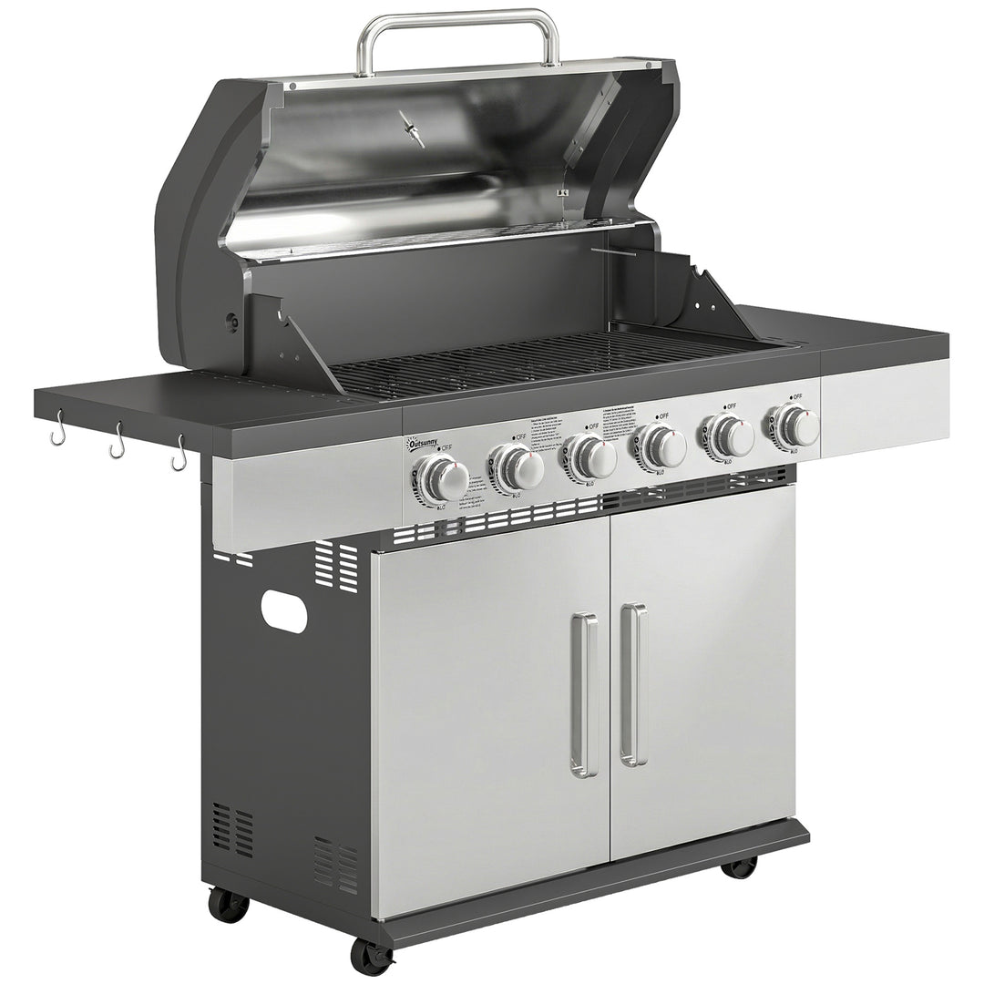 6 Burner Liquid Propane Gas BBQ Grill, Outdoor Portable Gas Barbecue G