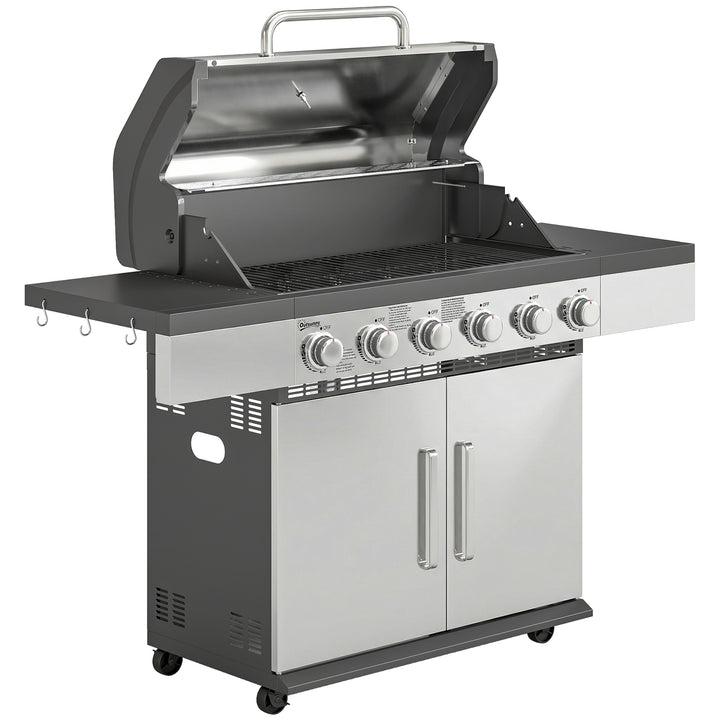 6 Burner Liquid Propane Gas BBQ Grill, Outdoor Portable Gas Barbecue G