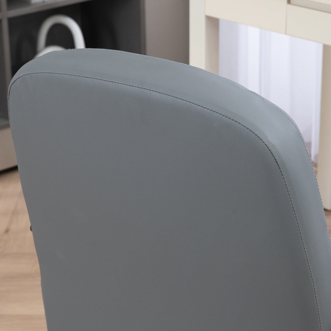 Office Chair, PU Leather Computer Desk Chair with Adjustable Height, Swivel Wheels for Home Office Work Study, Grey