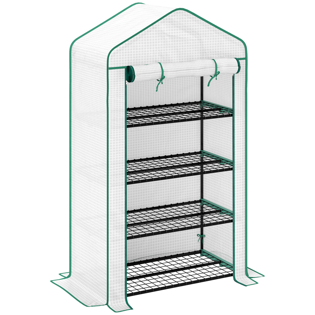Four-Tier Mini Greenhouse, with Reinforced Plastic Cover