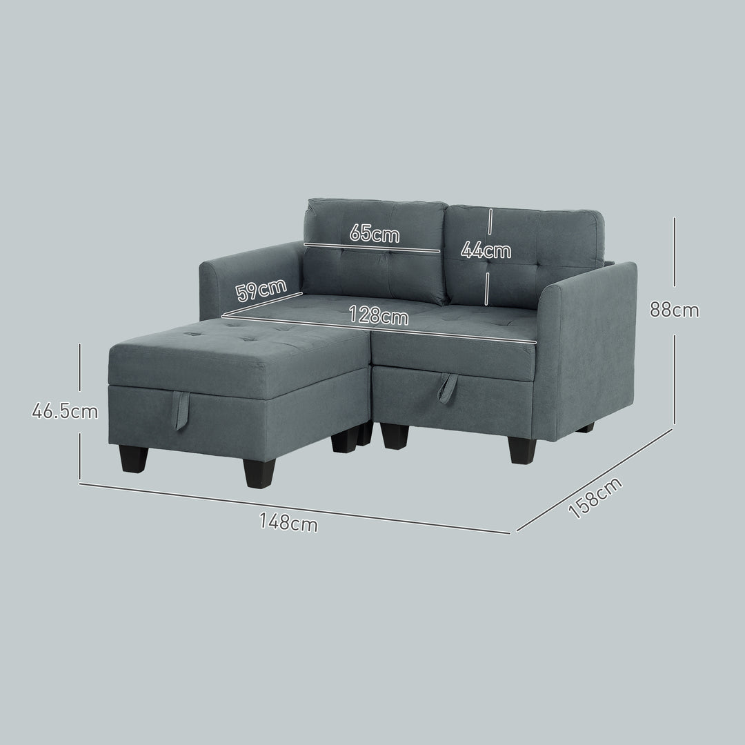 L' Shape Modular Storage Sofa - Dark Grey