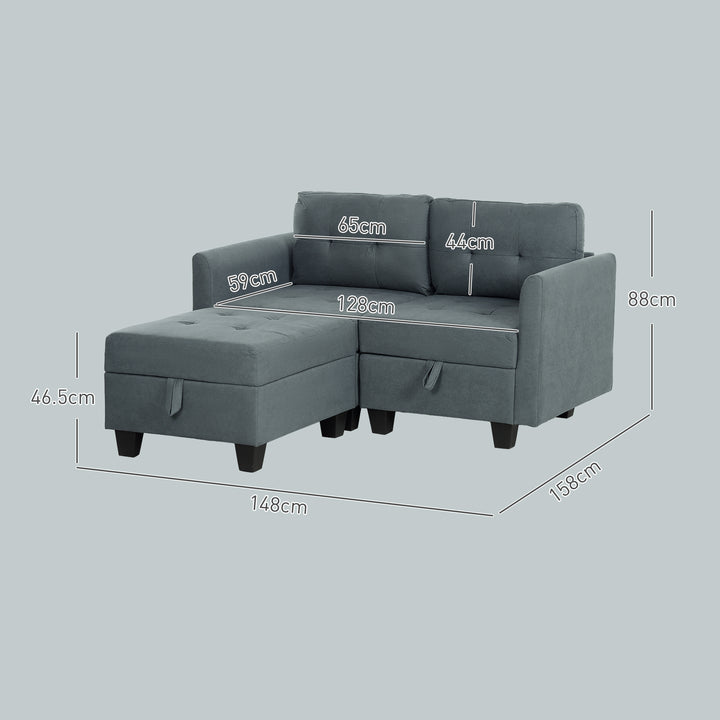 L' Shape Modular Storage Sofa - Dark Grey
