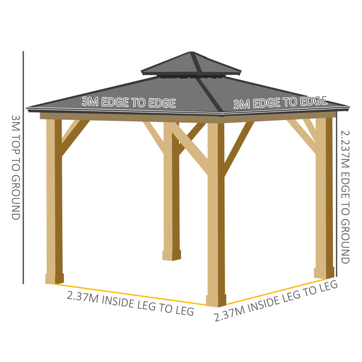 Outsunny 3x(3)M Outdoor Hardtop Gazebo Canopy with 2