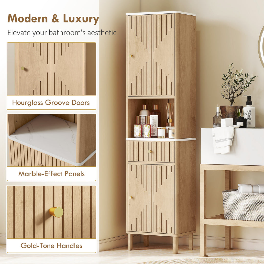MCL Multi-Storage Slimline Bathroom Cabinet - Wood-Effect