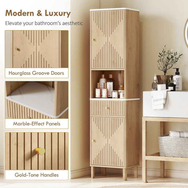 MCL Multi-Storage Slimline Bathroom Cabinet - Wood-Effect