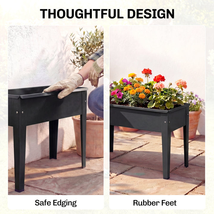 Raised Planter, Metal Raised Garden Bed on Legs with Drainage Hole and