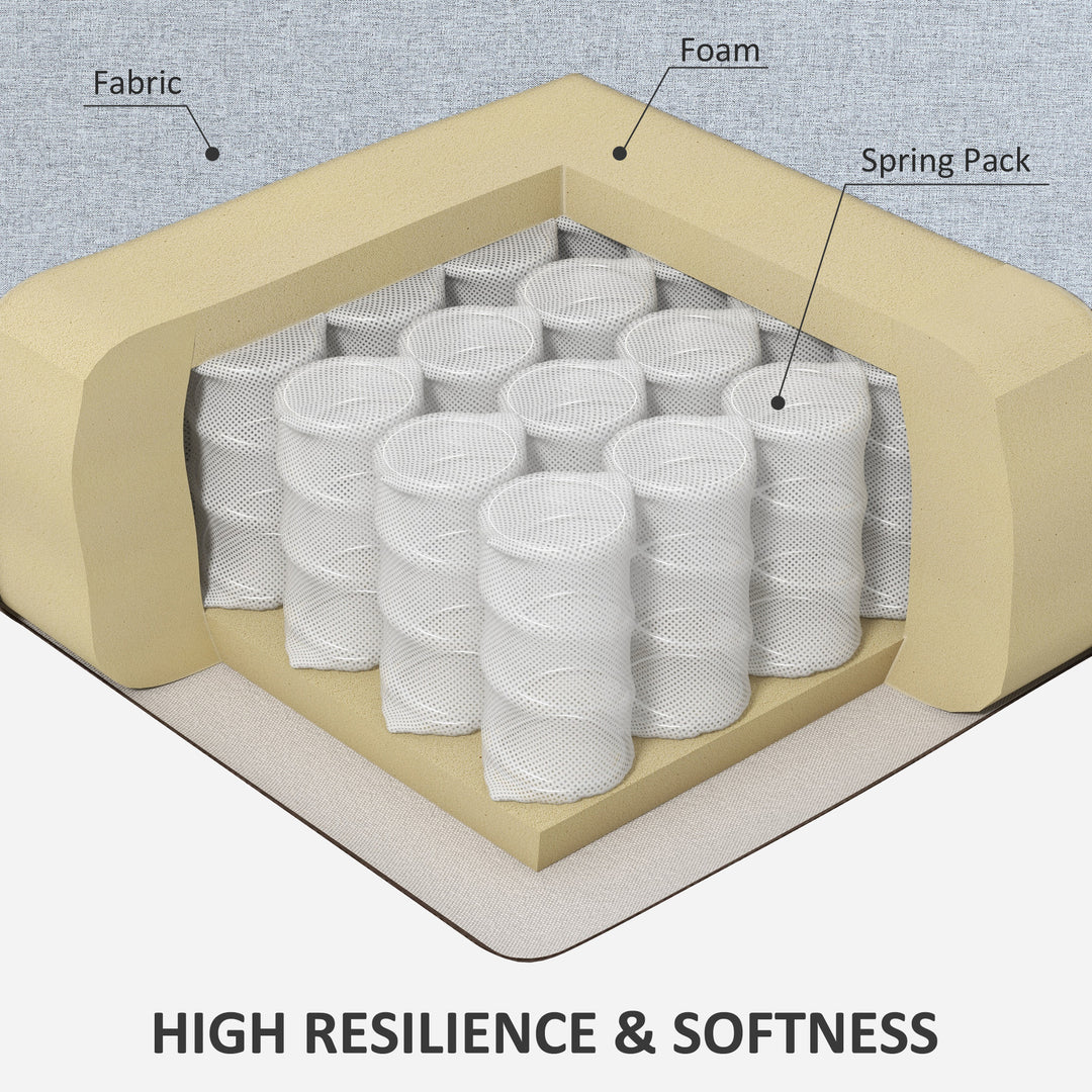 MCL 2 Seater Sofa with Spring Cushion, Fabric Sofa with Wooden Legs, Modern Love Seat for Living Room, 140cm Width Tufted Couch for Bedroom, Light Grey