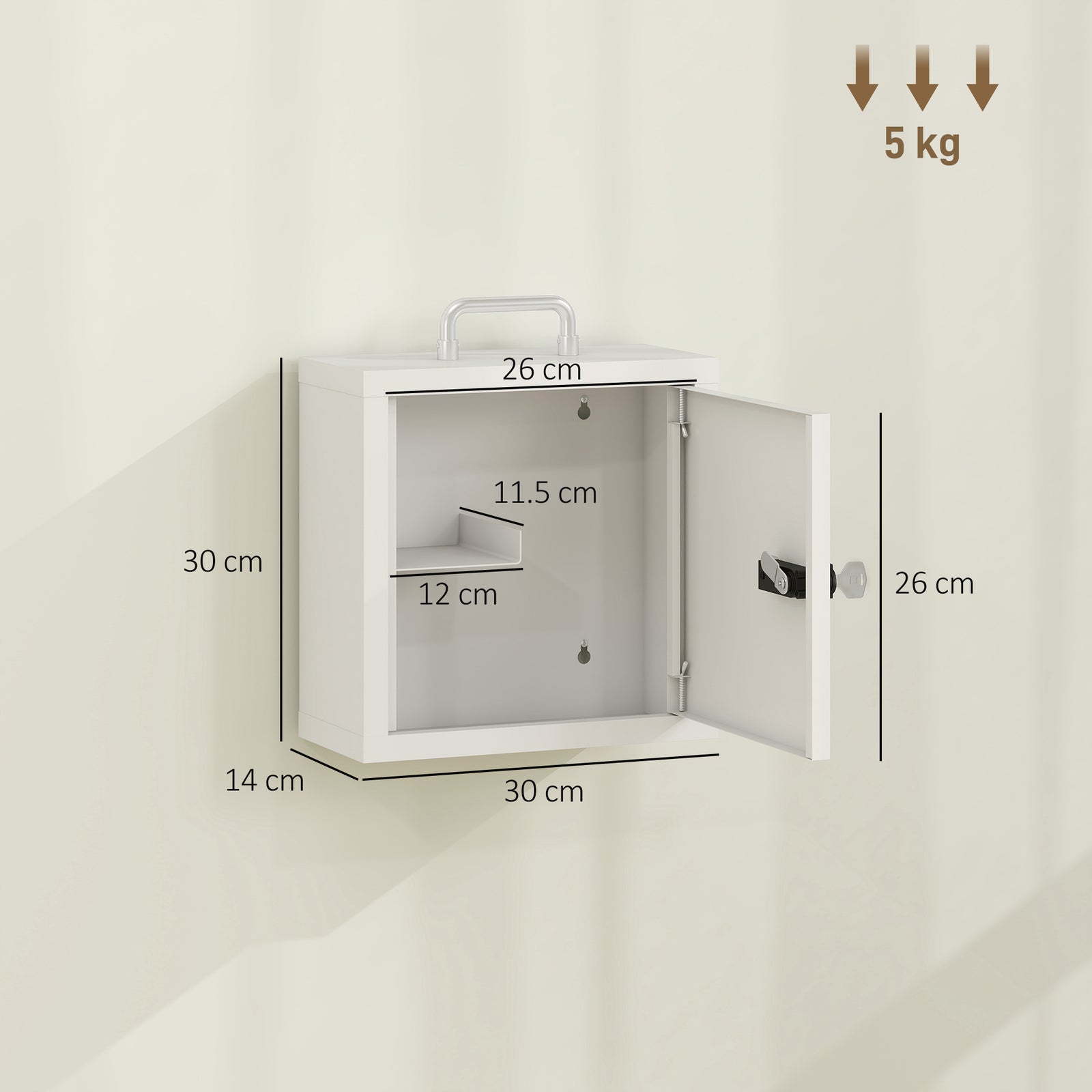 Wall Mount Medicine Cabinet with Combination and Key Lock, 2 Tier Stai