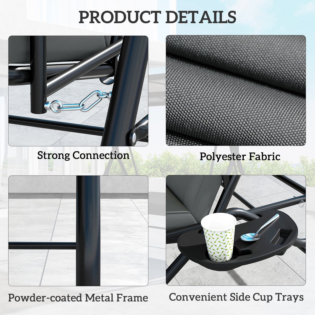 Convertible Three-Seater Swing Bench Bed - Dark Grey