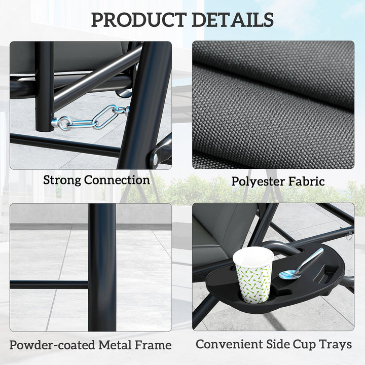 Convertible Three-Seater Swing Bench Bed - Dark Grey