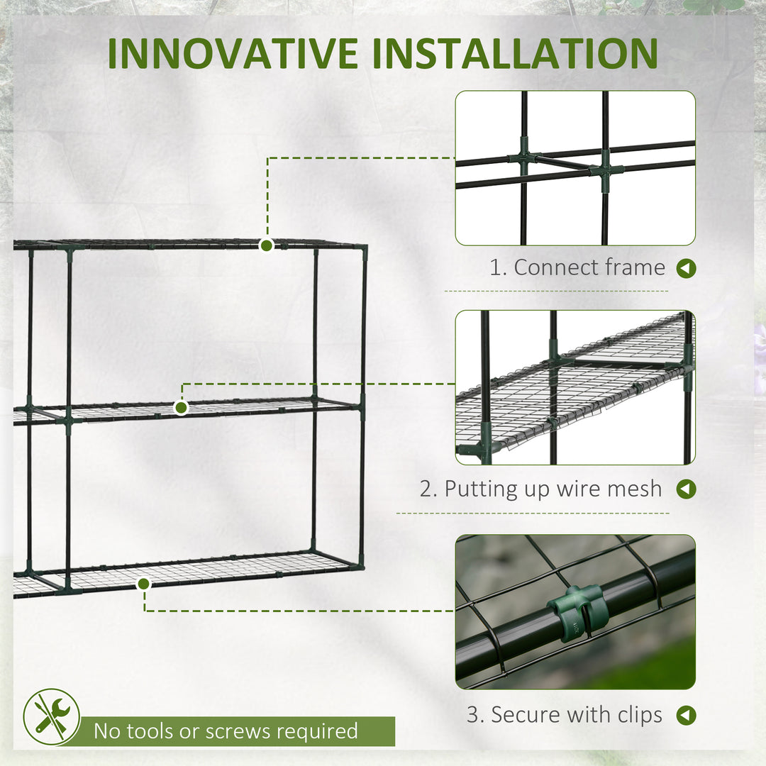 Outsunny 3 Tier Metal Plant Stand, Greenhouse Staging Flower Pot Shelf, Flower Display Shelf, Storage Rack, No Tools Required for Outdoor Indoor