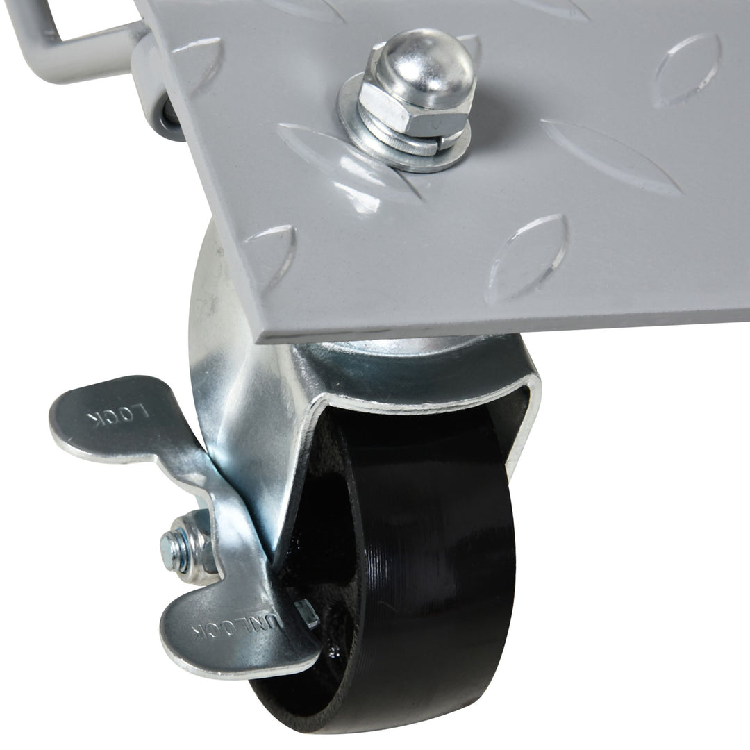 Two-Piece Car Wheel Dolly with Swivel Casters, Non-Slip Metal Plates, 680kg Capacity, Grey