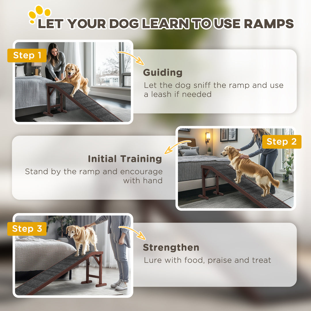 Pet Ramp for Dogs Cats Non-Slip Carpet Top Platform - Brown & Grey