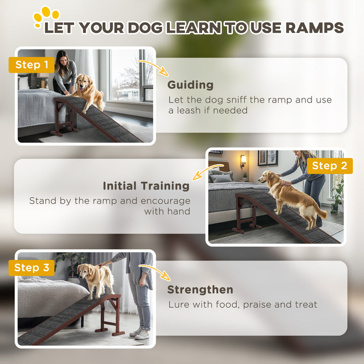 Pet Ramp for Dogs Cats Non-Slip Carpet Top Platform - Brown & Grey