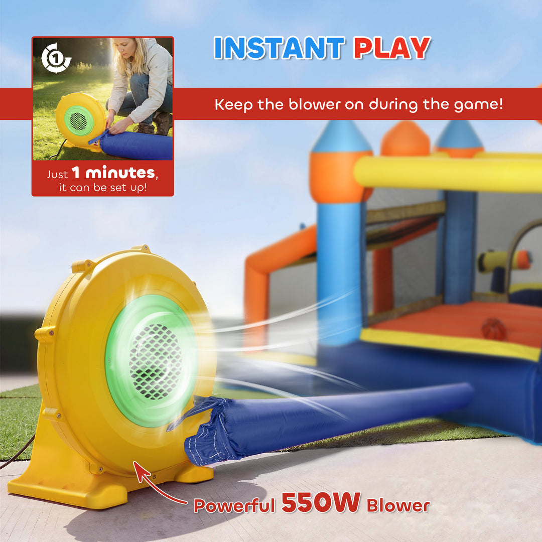 Bouncy Castle for Kids, Inflatable Bounce House with Long Slide, Splas