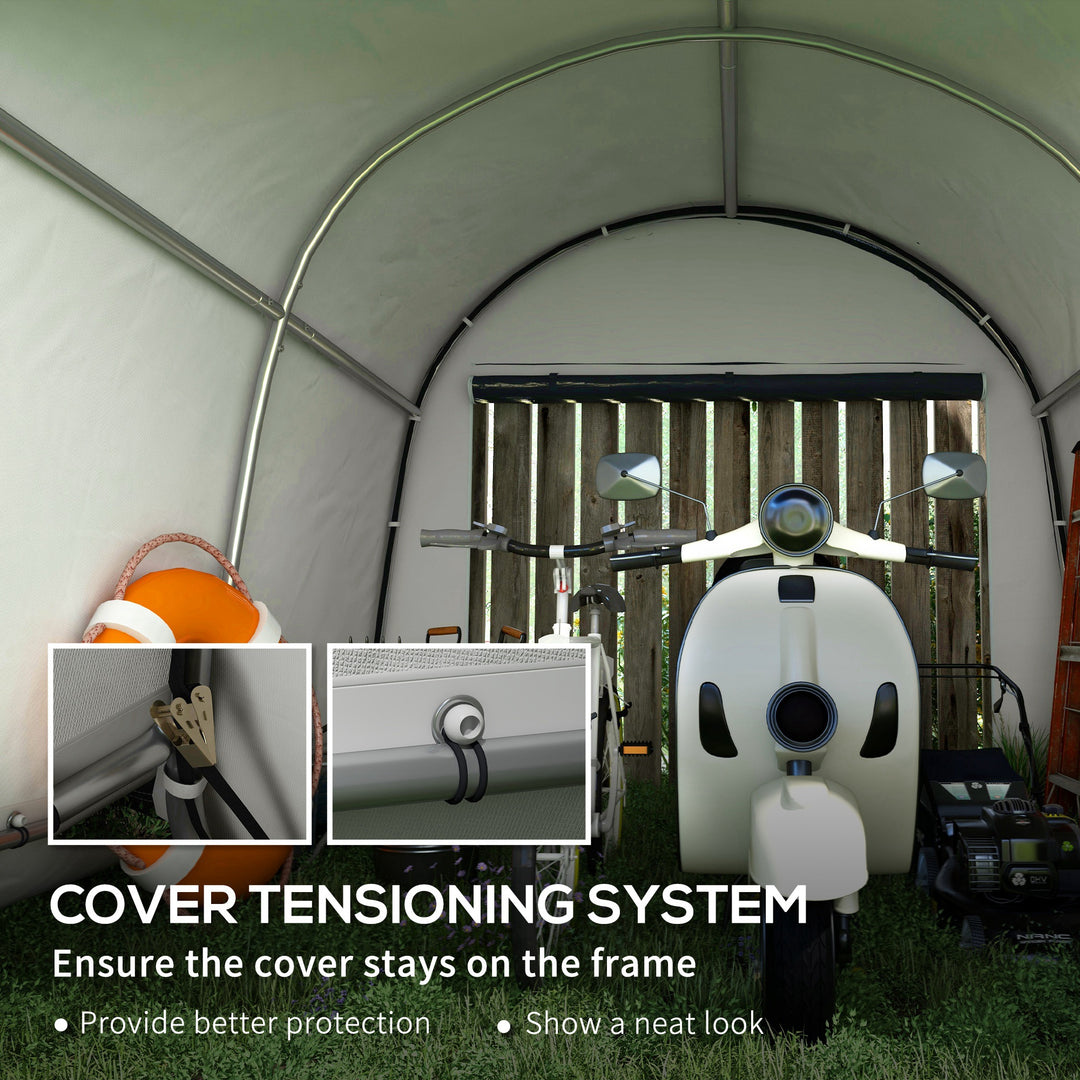 3 x 3(m) Garden Storage Tent, Heavy Duty Outdoor Shed, Waterproof Portable Shed Storage Shelter with Galvanised Steel Frame for Bike, Motorcycle, Garden Tools