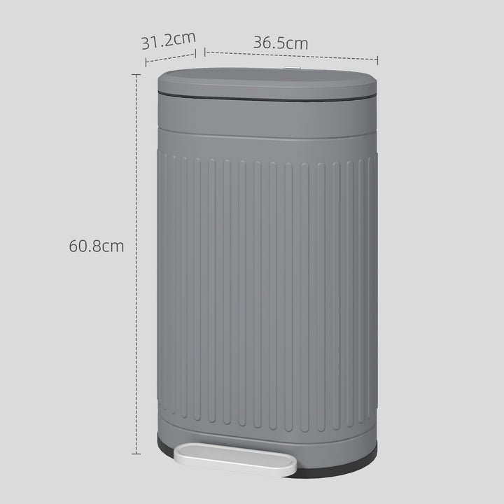 30L Metal Kitchen Bin, with Soft-Close Lid - Grey