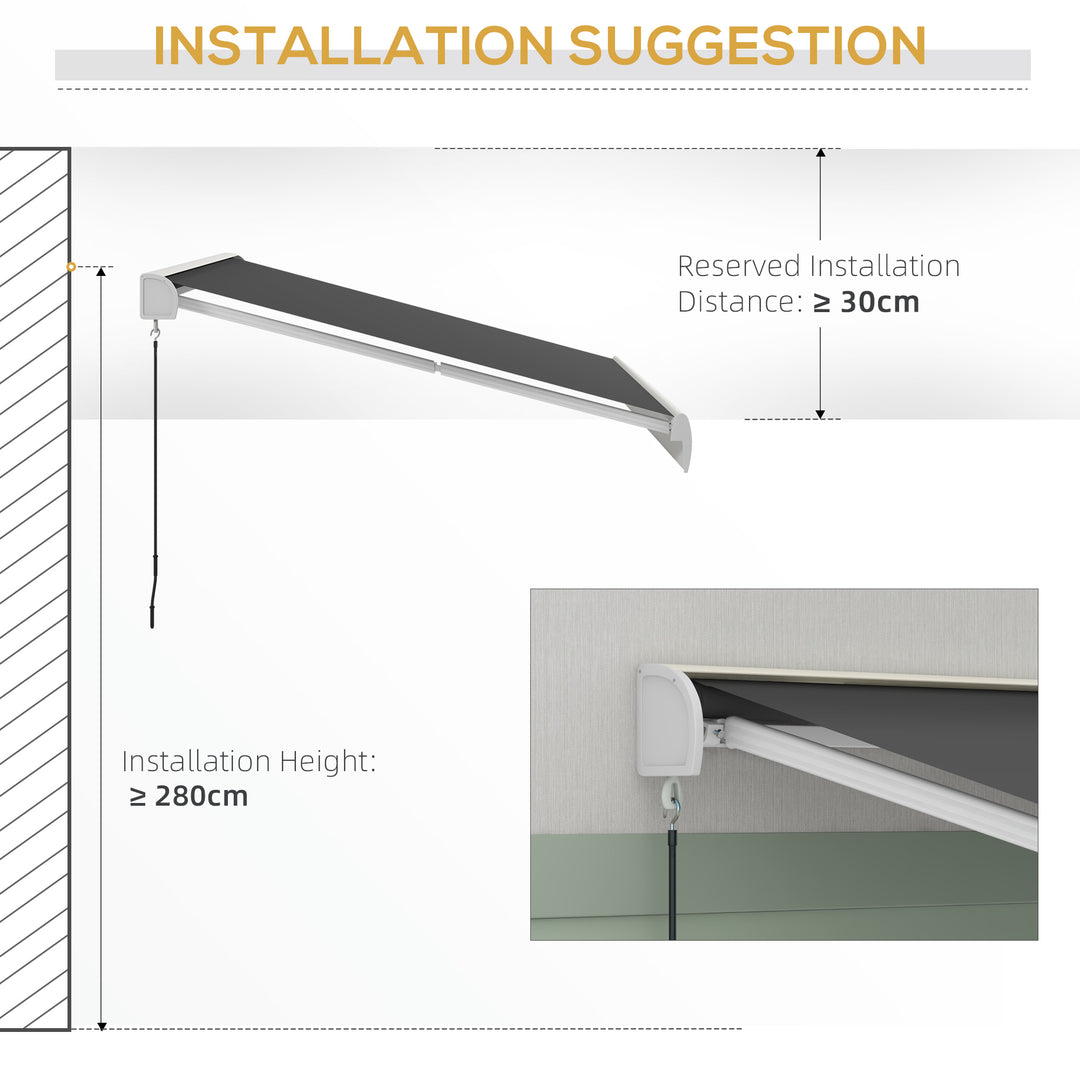 Outsunny 4 x 3(m) Electric Retractable Awning with Remote Controller, Aluminium Frame Sun Canopies for Patio Door Window