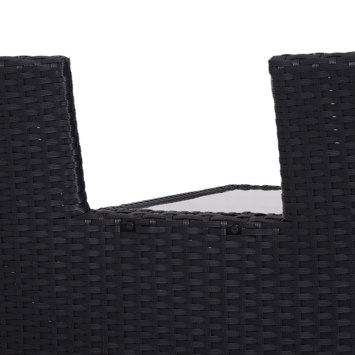 2-Seater Rattan Chair Set W/Middle Tea Table-Black
