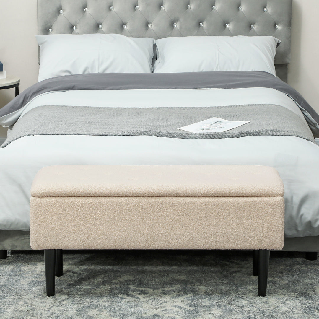 47L Teddy Fleece Storage Ottoman - Cream