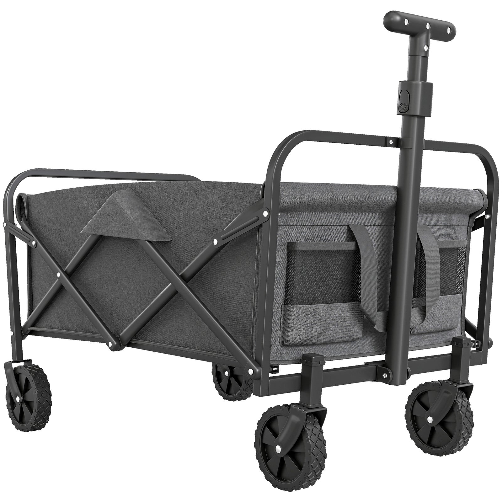 62L Festival Trolley on Wheels, Garden Folding Trolley Cart, 120kg Heavy Duty Collapsible Folding Wagon with Adjustable Handle and Carrying Bag for Beach, Camping, Festival, Grey