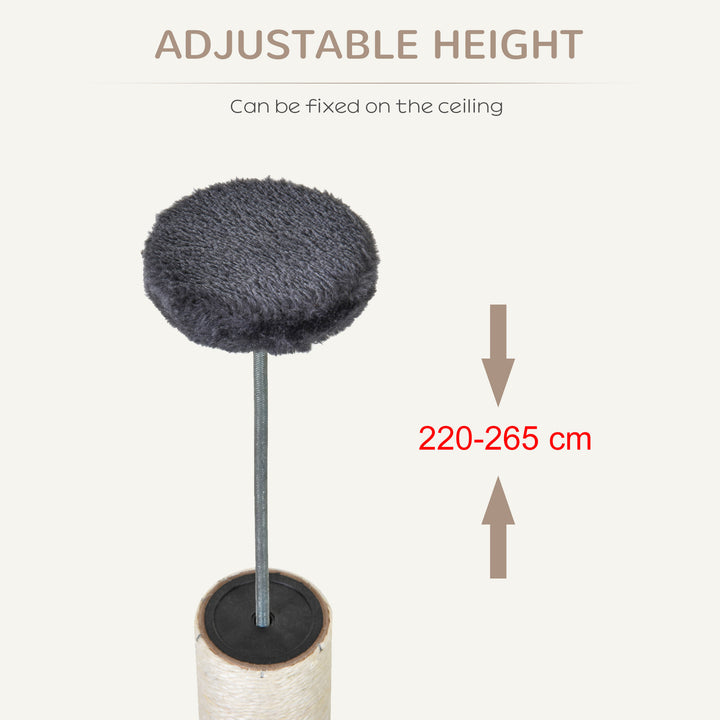 MCL Floor to Ceiling Cat Tree for Indoor Cats Play Tower Climbing Activity Center Scratching Post Platforms Condo Adjustable Height 220-265cm Dark Grey