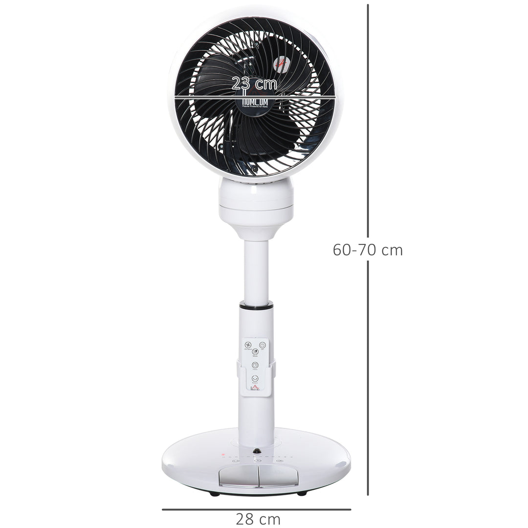 9'' Air Circulator Fan 3 Speed 3 Mode, 70° Oscillation 90° Vertical Tilt, Height Adjustable, Remote Controller, for Living Room, Bedroom, Office, Black and White
