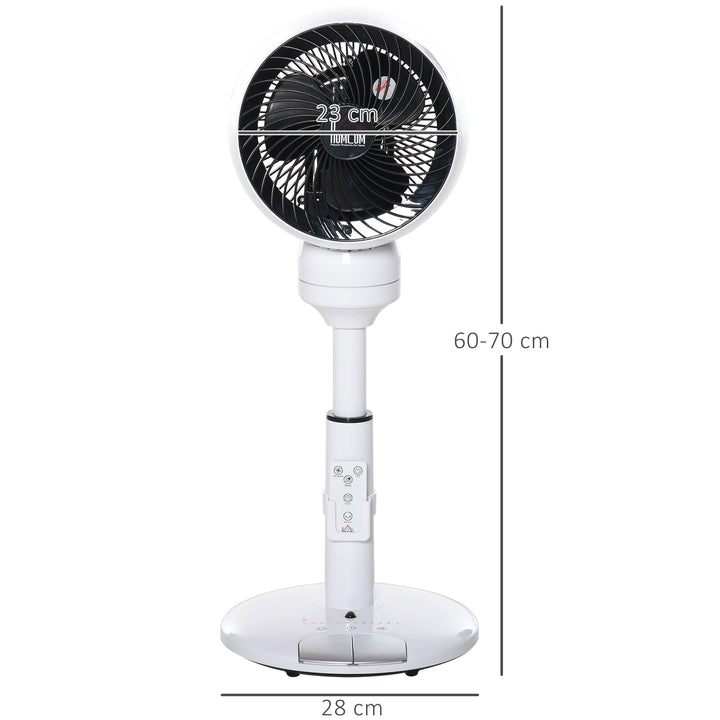 9'' Air Circulator Fan 3 Speed 3 Mode, 70° Oscillation 90° Vertical Tilt, Height Adjustable, Remote Controller, for Living Room, Bedroom, Office, Black and White