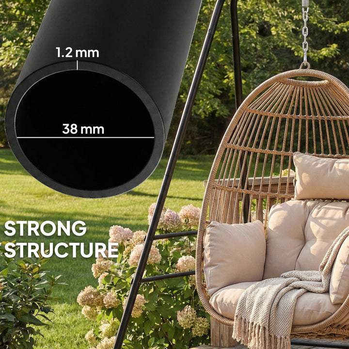 Hammock Chair Stand Only, 150KG Load Capacity, for Indoor Outdoor, Bla