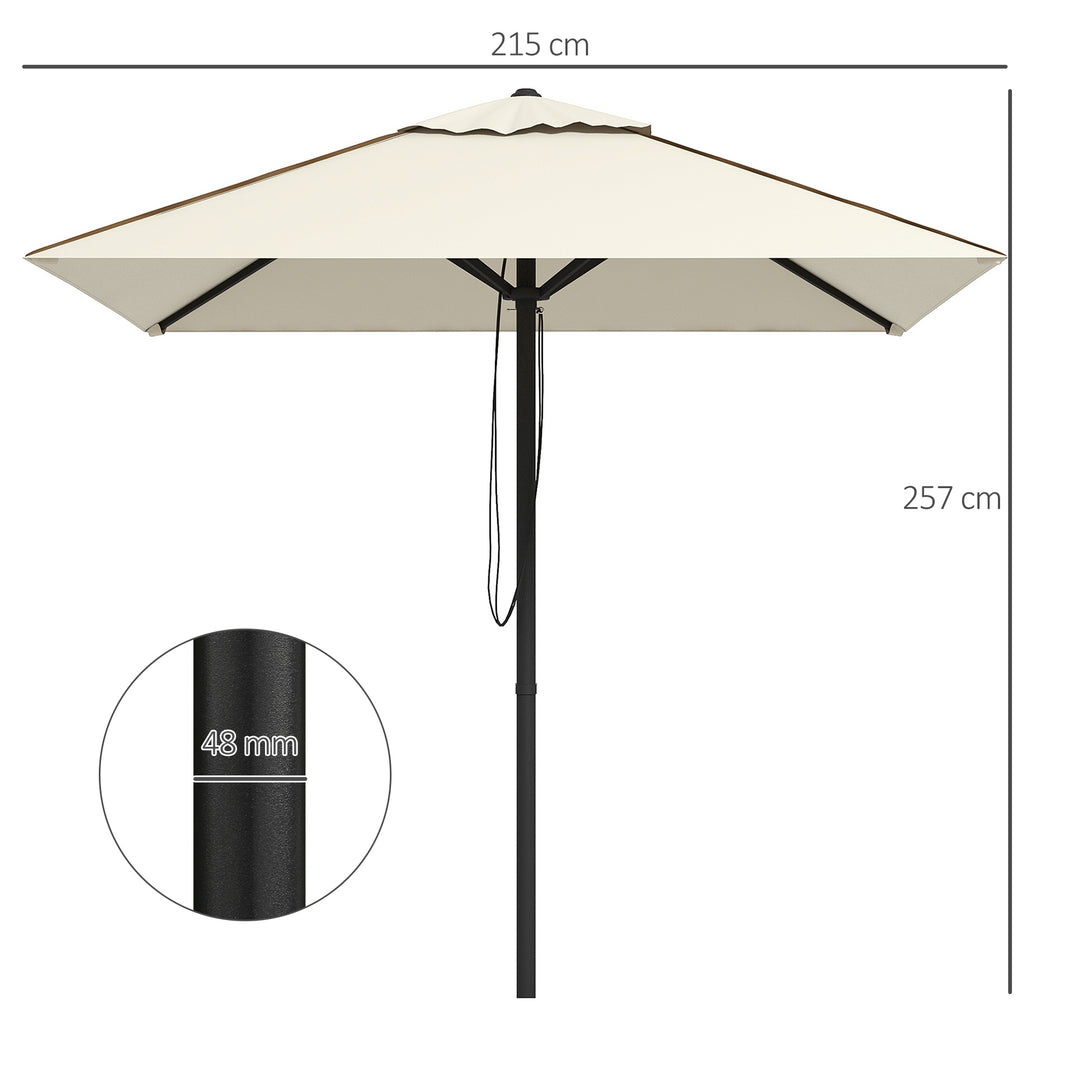 215cm Square Canopy Parasol, with Contrast Piping - Beige/Brown