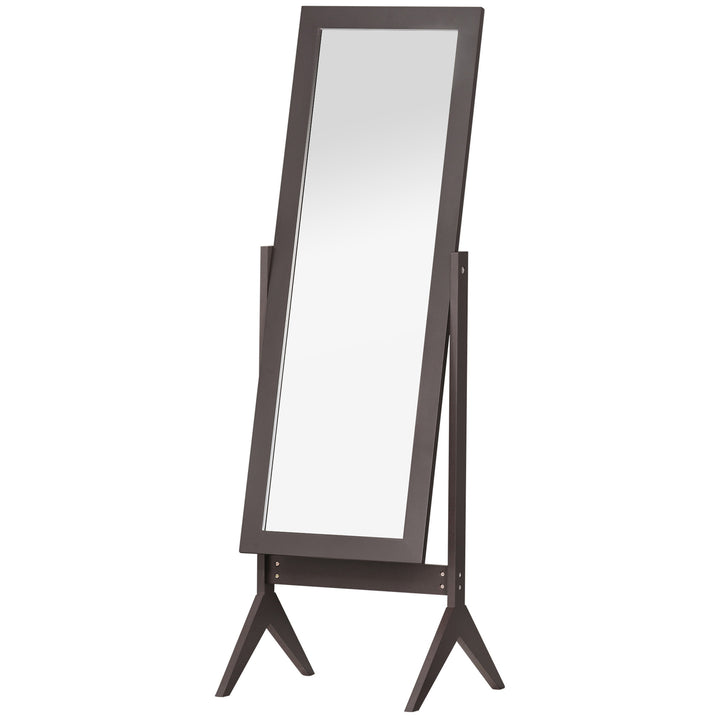 HOMCOM Dressing Mirror, Freestanding Bedroom Tall Mirror Adjustable Angle, 148x47cm, Brown | Aosom UK