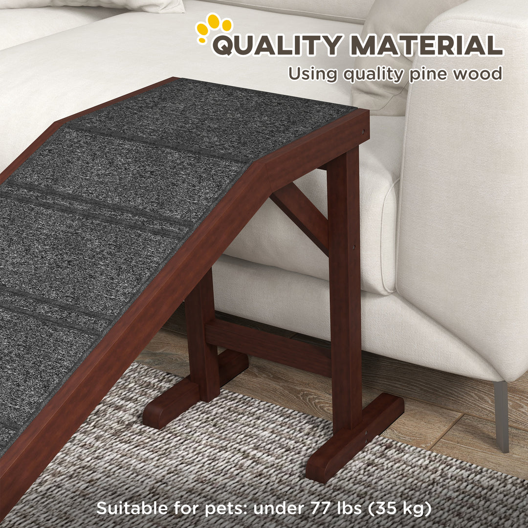 Pet Ramp for Dogs Cats Non-Slip Carpet Top Platform - Brown & Grey