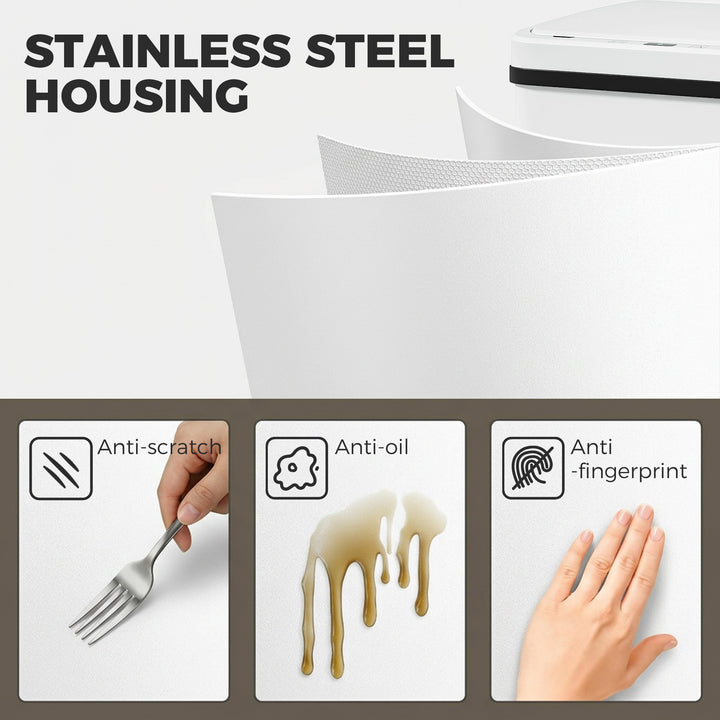 50L Sensor Bin with Soft-Close Lid, Stainless Steel Automatic Touchles