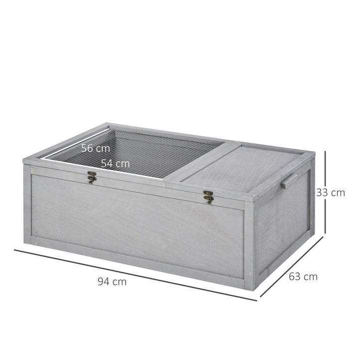MCL 94 cm Wooden Tortoise House Turtle Habitat Small Reptile Cage Enclosure with Two Room Grey