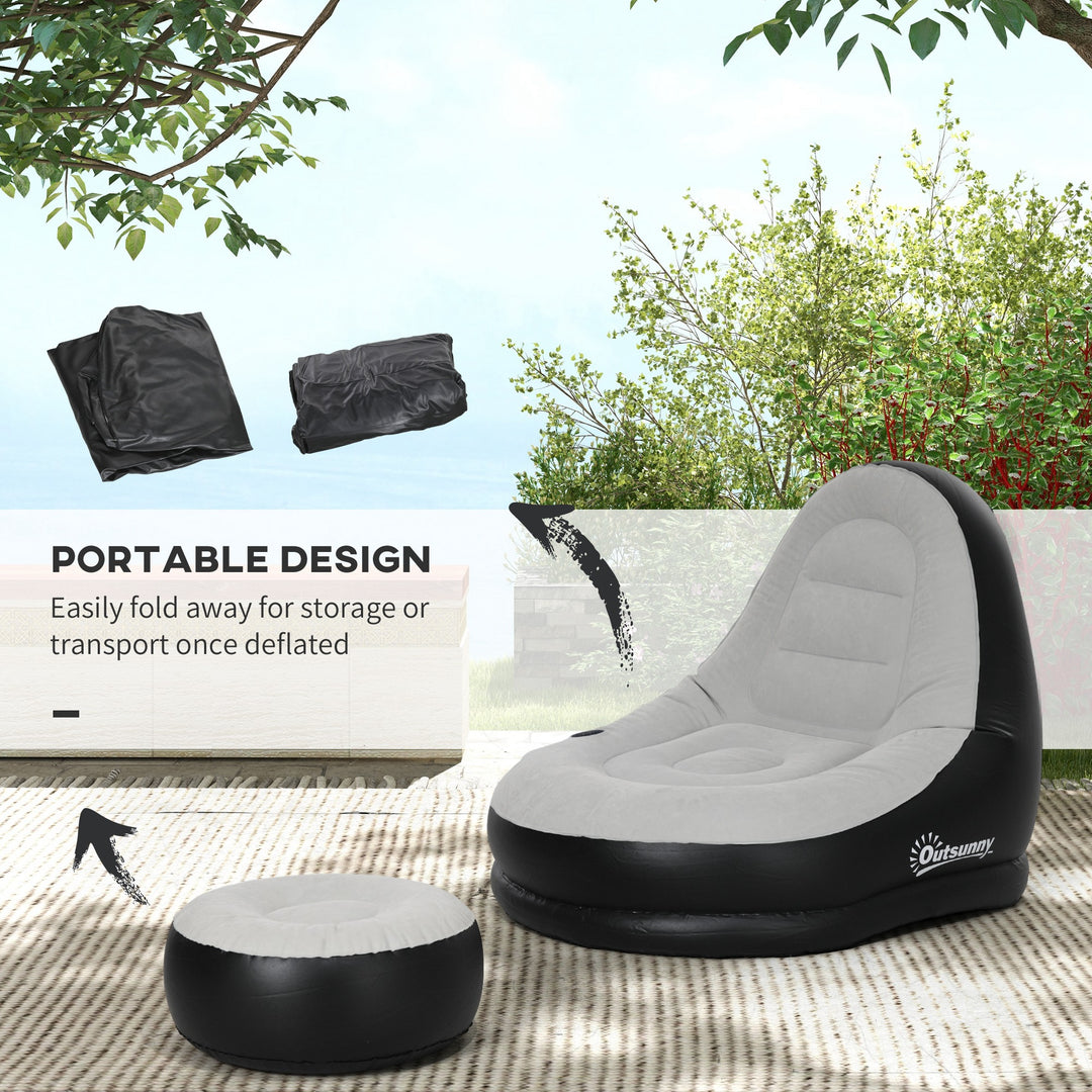 Inflatable Tub Chair and Footstool, Grey