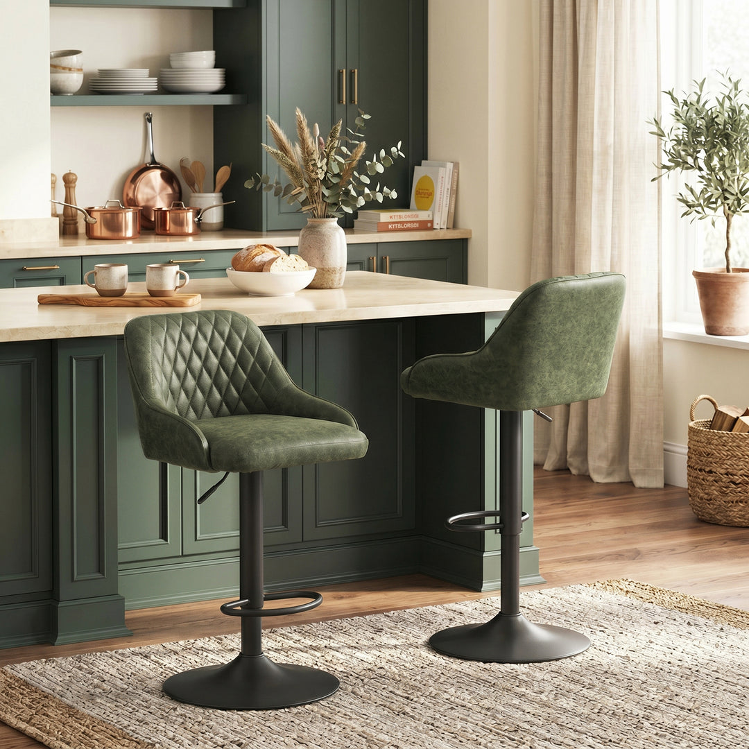 Bar Stools Adjustable Swivel Kitchen Chairs with Backrest Set of 2 for