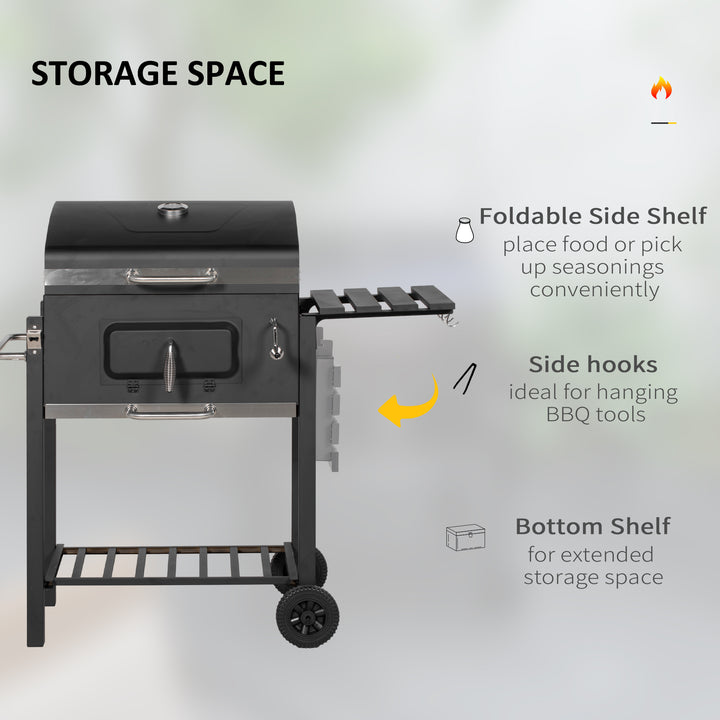 Charcoal Grill, with Height-Adjustable Coal Pan - Black