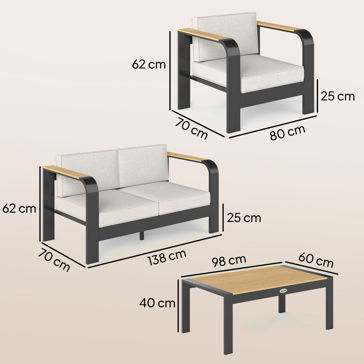 4 Seater Aluminium Garden Furniture Set with Olefin Cushions, Garden S