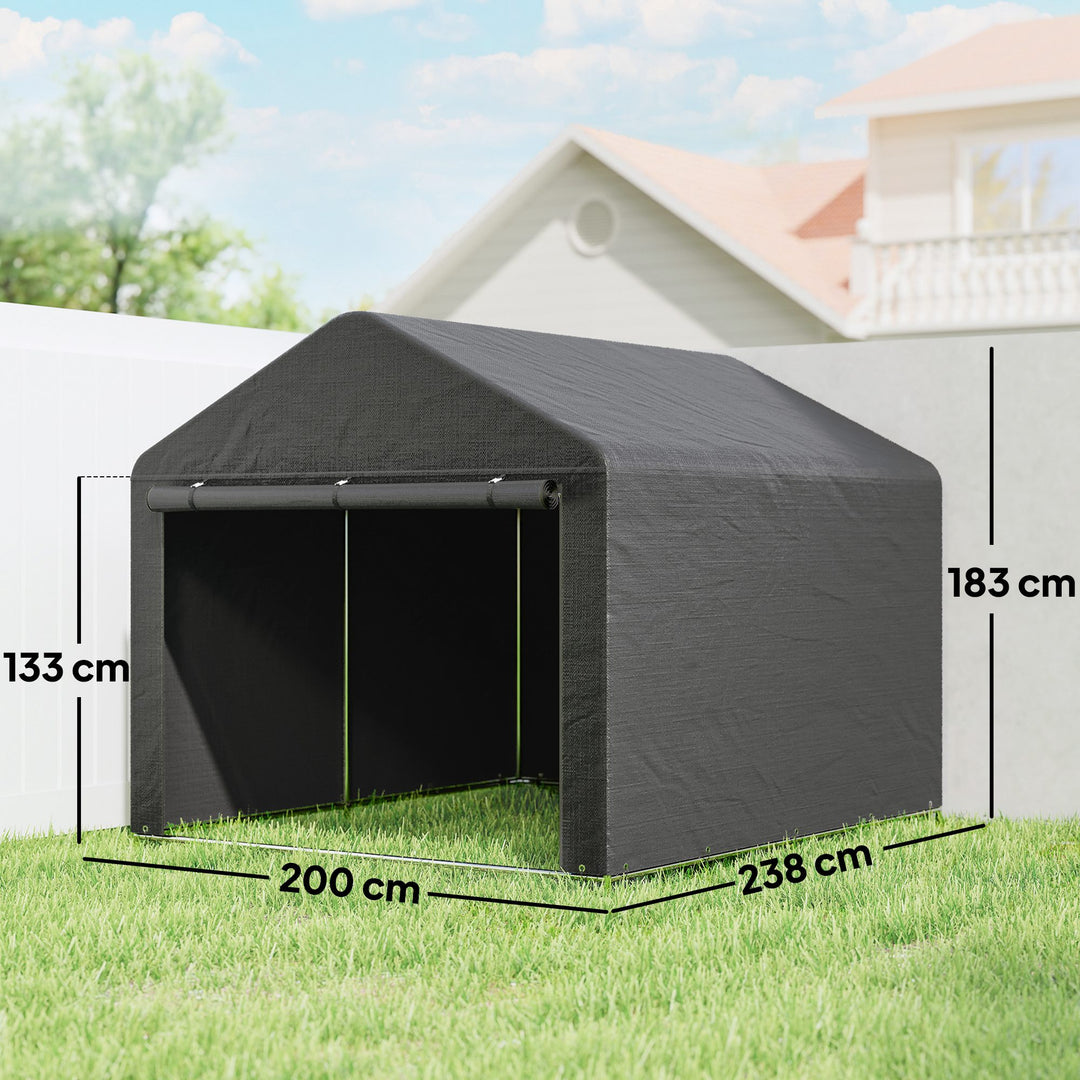 6.6 x 7.8ft Outdoor Garden Storage Shed, Waterproof Bike Tent with Roll-up Zipper Door, Galvanised Metal Frame, Portable Shed Shelter Carport for Motorcycle Garden Tools