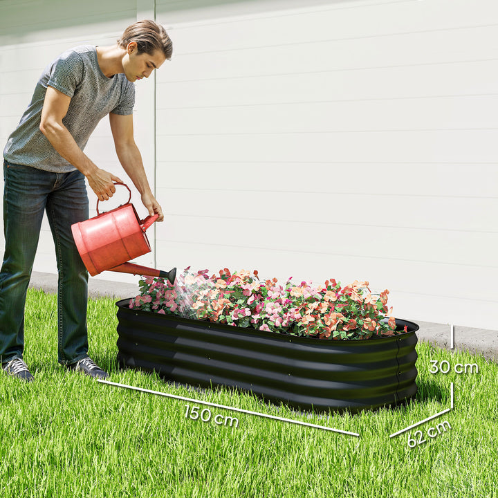 Galvanised Raised Garden Bed, Metal Planter Box with Safety Edging, fo