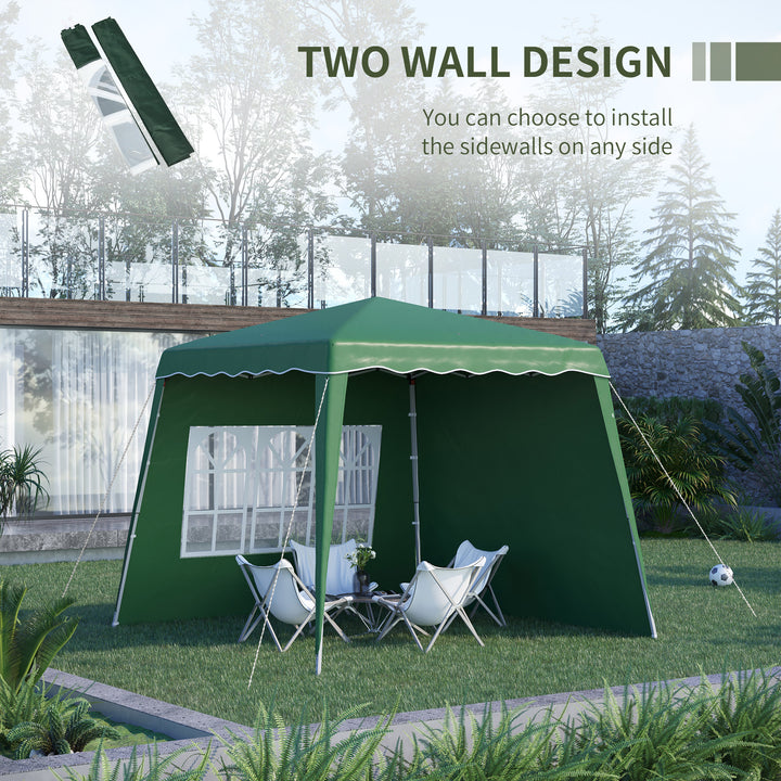 2.4 x 2.4m Two Wall Pop Up Gazebo - Green