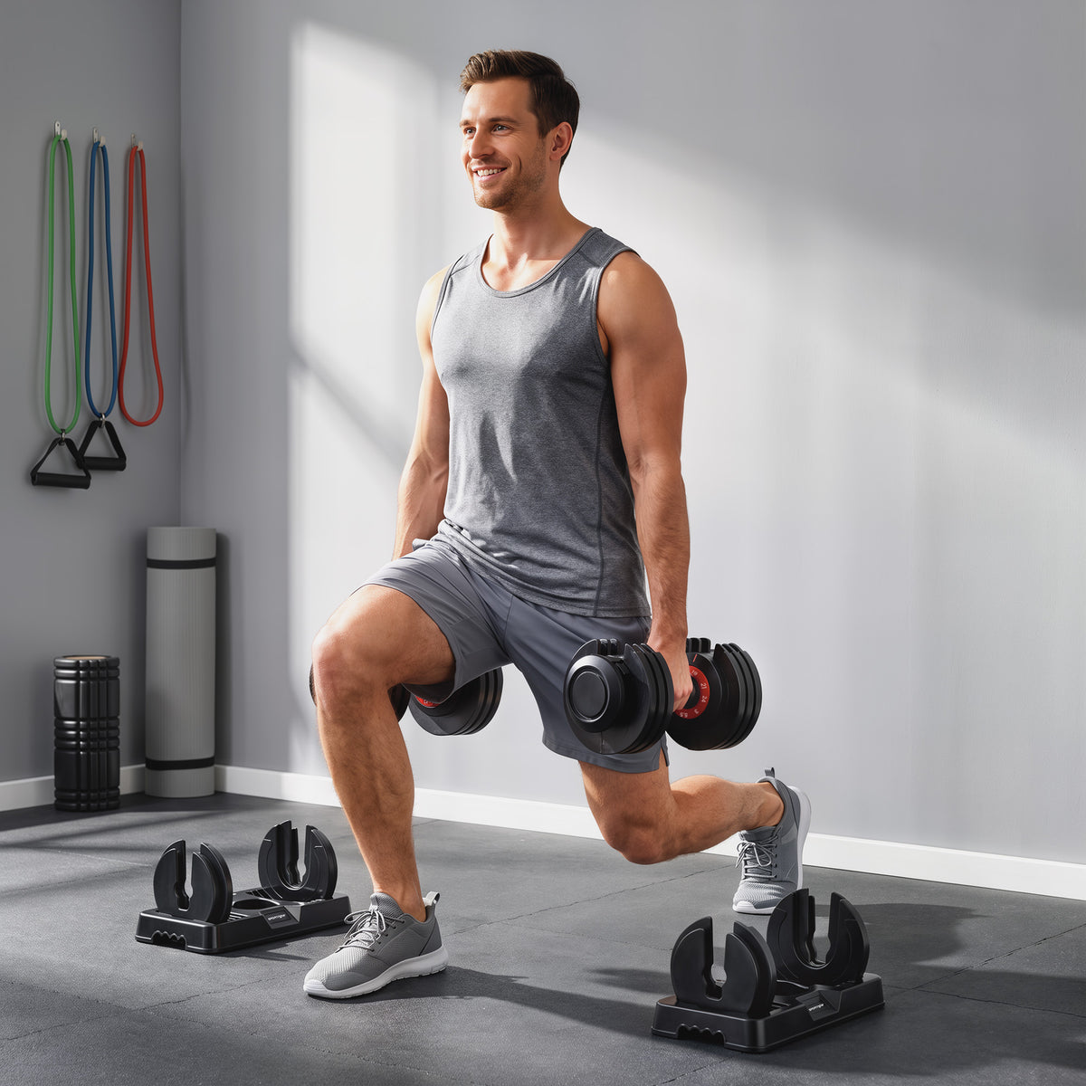 24kg Adjustable Dumbbell Set of 2, 10-in-1 Dumbbell Weights with - view 2